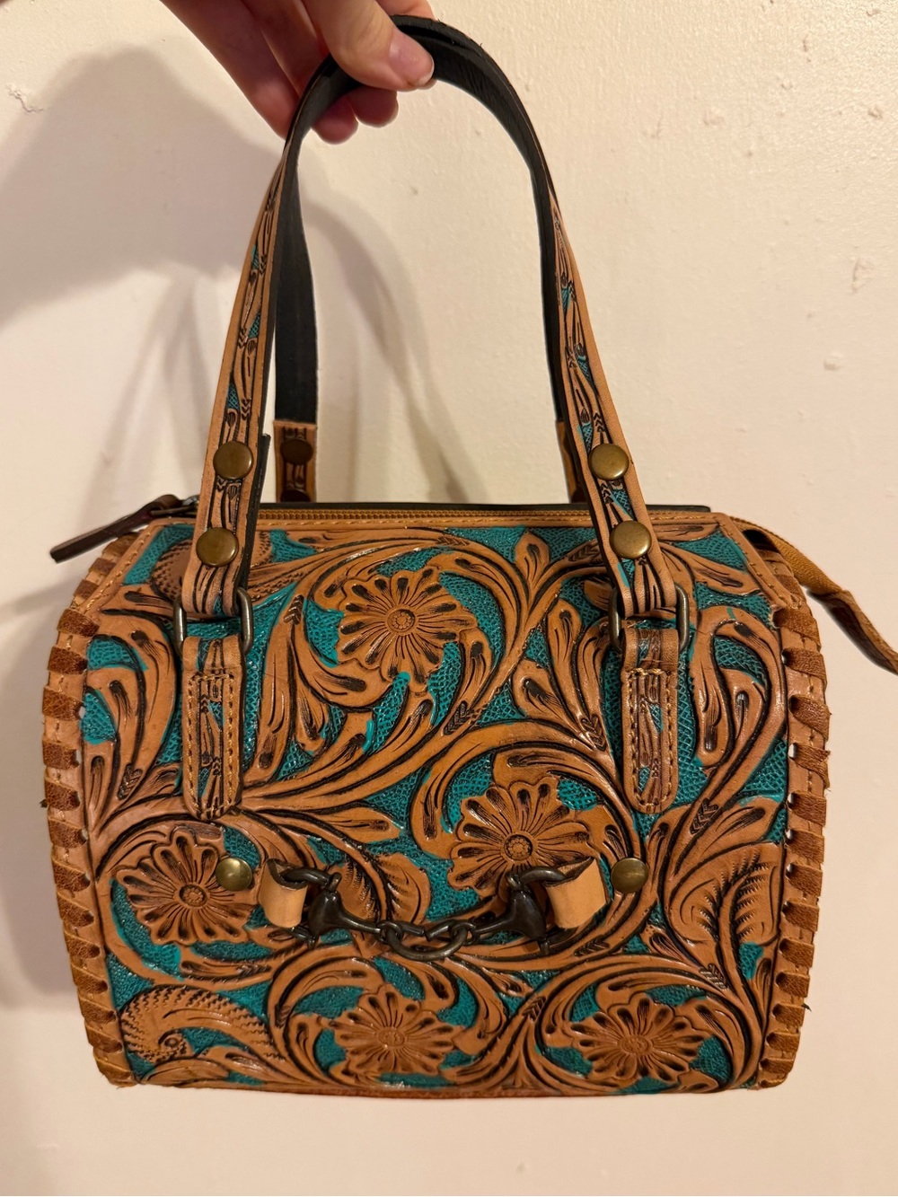 Western Linen Brown and Turquoise Mini Speedy